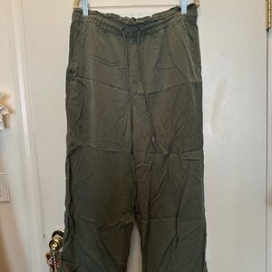 Wide leg Olive Green Pants